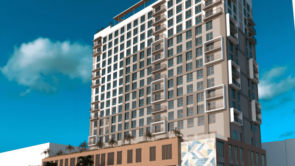 Architectural rending of the SOMI Tower in South Miami at 5959 SW 71 st St.. Architectural rending of the SOMI Tower in South Miami at 5959 SW 71 st St..